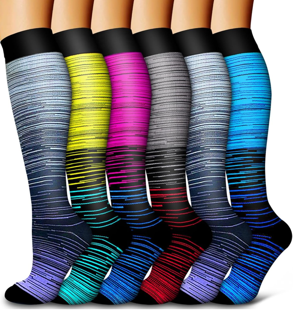6 Pack Copper Compression Socks for Women and Men Circulation-Best Support for Medical, Running, Nursing, Athletic