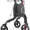 3 Wheel Walkers for Seniors, FSA/HSA Eligible Foldable Wheeled Rollator with Cane Hold and Cup Hold, Lightweight Three Wheel Rolling Walker Height Adjustable for Seniors