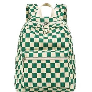 Bluboon Mini Backpacks for Girls 13" Toddler Backpack Purse School Bookbag Kawaii Backpack Women, A Corduroy Green Check