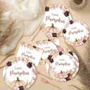 96 Pcs Fall Boho Pumpkin Party Plates and Napkins Set Baby Shower Happy Birthday Party Supplies Decorations for Kid Fall Leaves Pampas Grass Party Disposable Dinnerware Tableware Kit, Serves 24