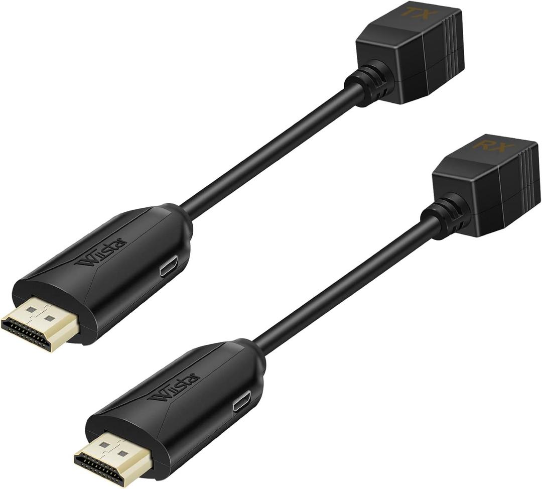 HDMI Over Ethernet Cat5e / Cat6 RJ45 Ethernet Cable, Male to Female HDMI to RJ45 Ethernet Network Converter 2 Ports up to 196ft/60m Transmitter Receiver Power On Support Full 1080p from Displays