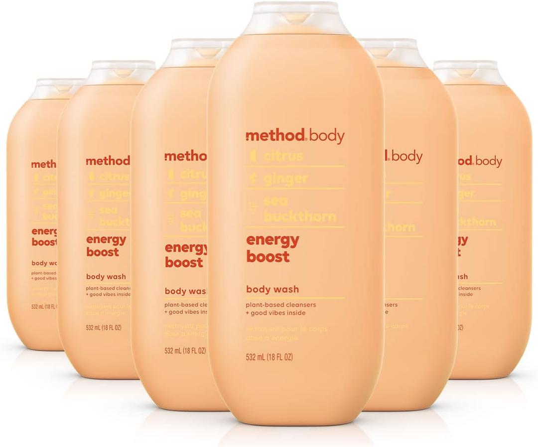 Method Body Wash, Energy Boost, Paraben and Phthalate Free, 18 oz (Pack of 6)