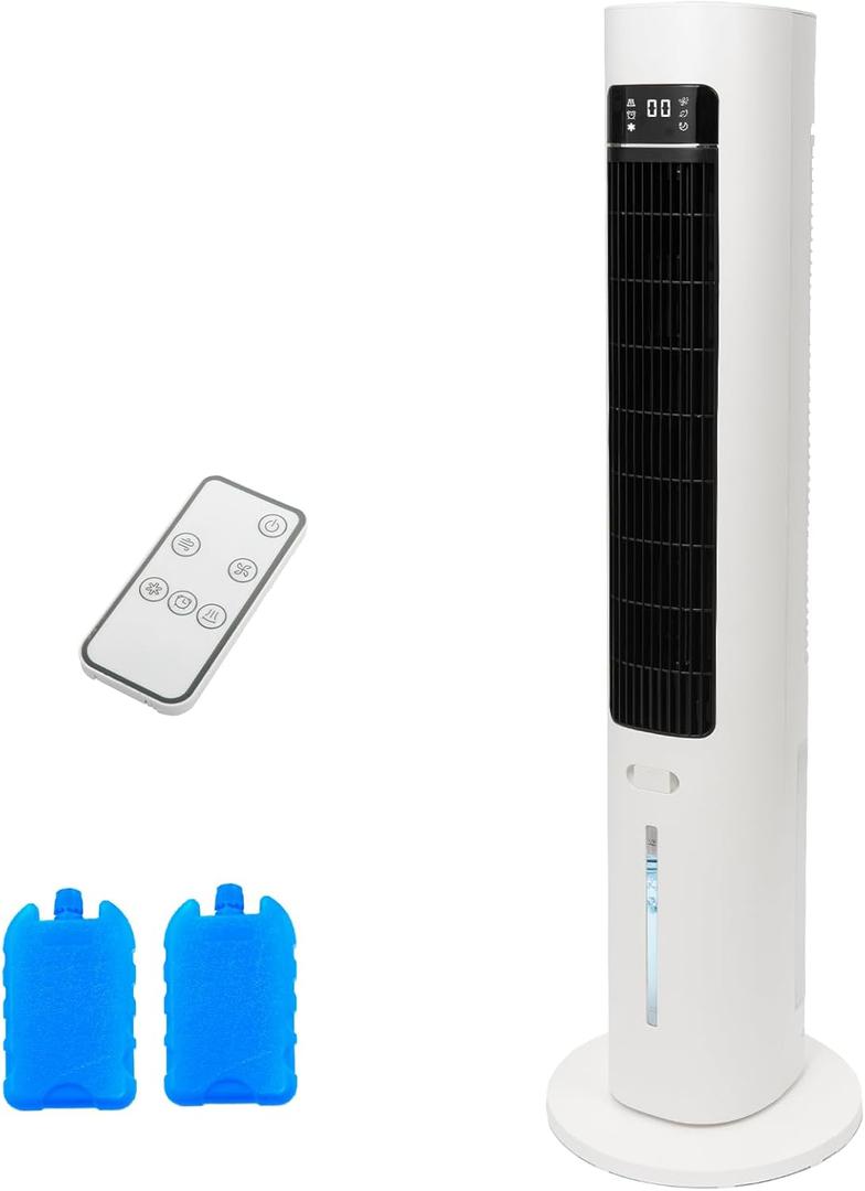 Windowless Portable Air Conditioner, 41 Evaporative Air Cooler with Remote, Swamp Cooler 3 Models,12H Timer, 70Oscillation Tower Air Conditioner 3L Water Tank & 2 Ice Packs for Room Bedroom Office