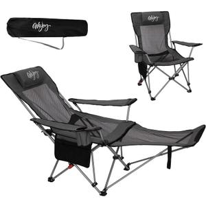 #WEJOY 2-in-1 Reclining Camping Chair with Footrest for Adults Folding Lounge Chair with Adjustable Backrest Lightweight Camping Chairs Heavy Duty Camp Chairs for Outdoor
