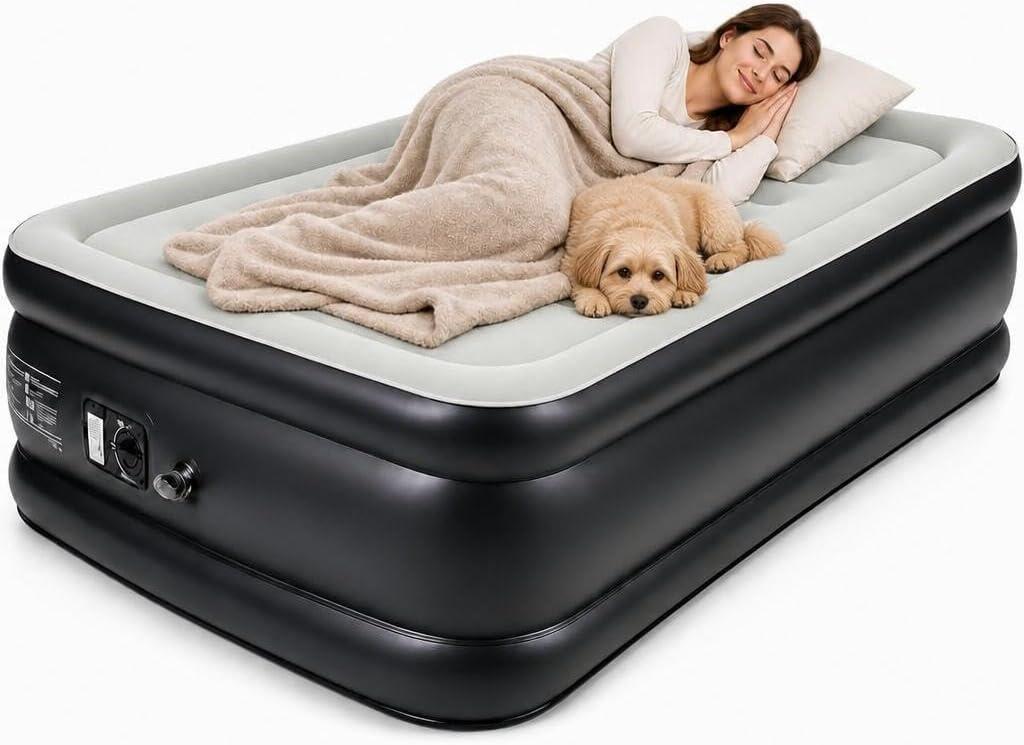 Garvee Twin Air Mattress with Built-in Pump, 20 Inch Raised Air Bed, Upgraded Honeycomb Pillar Design, Fast 3-Min Inflation, Supports Up to 800 Lb for Home Guests and Camping