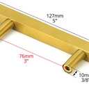 QWORK Gold Cabinet Handles, 10 Pack 3" Hole Centers Stainless Steel Drawer Pulls, 5" Length