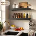 Dreamland 32inch Floating Shelves for Wall, Rustic Black Floating Shelves for Bathroom|Bedroom|Kitchen, Deep Wall Mounted Book Shelf, Wood Storage Display Shelf for Home Decor, Set of 2