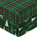 Horaldaily 2 Pack Fitted Crib Sheet for Boys Girls,Christmas Soft Breathable Washable Jersey Microfiber Baby Crib Sheet, Fits Standard Size Crib Mattress 28in x 52in, Trees Nursery Sheet Green/Green