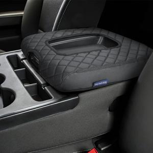 ISSYAUTO Center Console Cover Compatible with Silverado Sierra 2014-2018 with 40/20/40 Jump Seat Leather Armrest Cover (ONLY for Split Bench Seat Console)