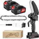 Mini Chainsaw, 6 Inch Electric Chainsaw Cordless with 2 Batteries, Handheld Chain saw Battery Powered Chain Saw Compatible With Dewalt 20V MAX Battery for Courtyard/Household/Garden/Tree Trimming