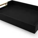 Wooden Decorative Coffee Table Tray, 16" Serving Tray with Handles, Matte Finish Decorative Tray, Ottoman Tray for Living Room, Perfume, Vanity Dresser Organizer (Carbon Black)