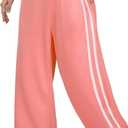 Track Pants Women Wide Leg Sweatpants High Waisted Baggy Joggers Side Stripe Drawstring Ankle Pant with Pockets (XL)