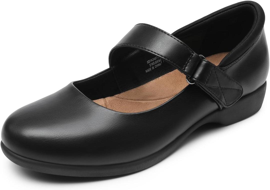 DREAM PAIRS Womens Ballet Mary Jane Flats, Comfortable Business Office Dress Shoes for Women Dressy and Work with Ankle Strap (9, Black)