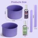 2 x BLITZWAX 2pcs Silicone Wax Pot Liners for Hair Removal, Purple Wax Warmer Bowls Kit with Sticks for Women and Men Body Waxing, Reusable and Easy to Clean Accessories, Compatible with 16 oz Waxing Kit