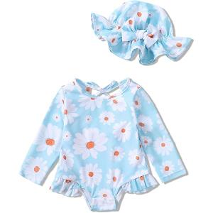 Newborn Baby Girl Swimsuit Toddler Bathing Suit One Piece Ruffle Short Sleeve Baby Swim Suit Infant Swimwear, Size 12-18M Newborn Baby Girl Swimsuit Toddler Bathing Suit One Piece Ruffle Short Sleeve Baby Swim Suit Infant Swimwear, Size 12-18M