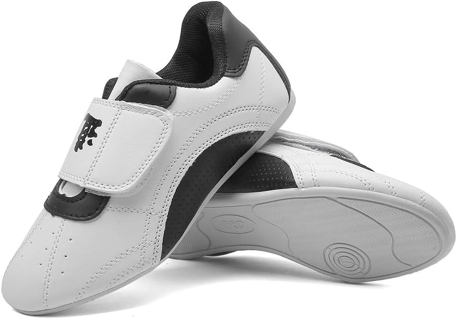 MSMAX Taekwondo Shoes Light Weight Boxing Karate Kung Fu Tai Chi Training Sneakers (1.5 M US Little Kid, White)