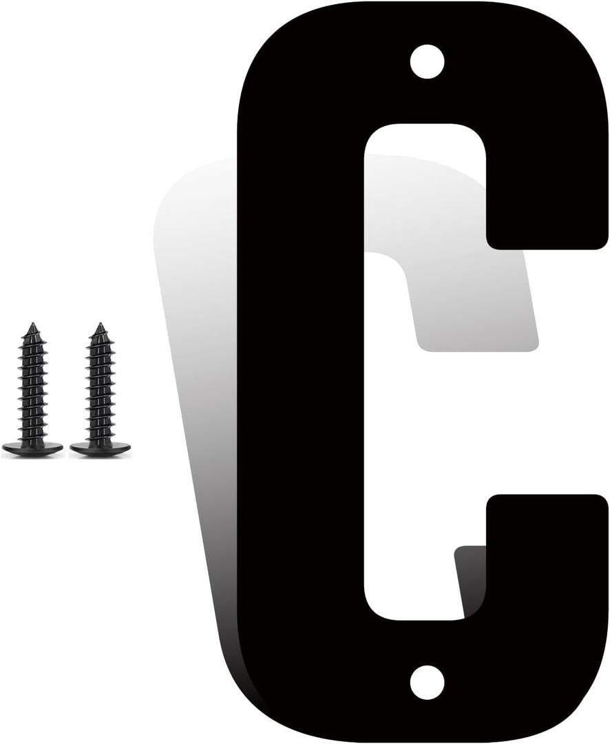 8 Inch Large Metal Letters, Metal House Letters, Modern Black House Address Letter for Outside, Outdoor Address Letter for Apartment Home Street Office Mailbox (C)