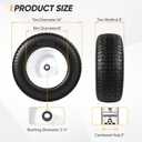 16x6.50-8 Flat Free Riding Lawn Mower Tire and Wheel, 16x6.5-8nhs Garden Tractor Lawnmower Tyre, with 3/4" Bushings & 5/8" Bearings, 3" Centered Hub, 2 Pack
