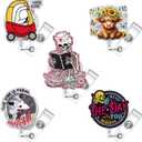 5 Pcs Funny Badge Reel Retractable Name Tag ID Clip Holder Nursing Student RN Pediatric Teacher Funny Office Work Accessories 5