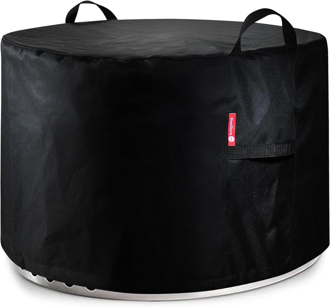 SheeChung Fire Pit Cover for Solo Stove Yukon 27",Outdoor Smokeless Round Firepit Covers,Waterproof 600D Tear Resistant,Air Vents,Weather Resistant-Fit for 24"-28" Gas/Table /Bowl Fire Pits,28"Dx18"H