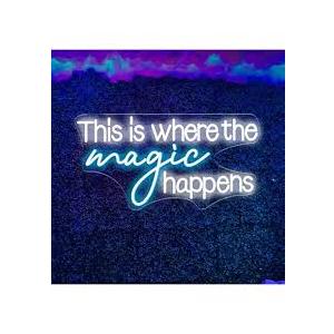 Voncitedn Large This Is Where The Magic Happens Neon Signs, Dimmable Neon Light Signs with ON/OFF Switch, LED Neon Light Sign for Living Room Home Gym Decor, Wedding Birthday Party Neon Sign, 25x13 Inch