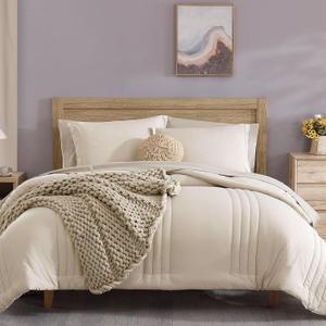 Monbix California King Size Comforter Set - 7 Pieces Bed in a Bag California King, Beige Bedding Sets with Comforter, All Seasons Down Alternative Comforter Bed Set with Sheets, Pillowcases & Shams (7Piece-CK(108*92)) Monbix California King Size Comforter Set - 7 Pieces Bed in a Bag California King, Beige Bedding Sets with Comforter, All Seasons Down Alternative Comforter Bed Set with Sheets, Pillowcases & Shams (7Piece-CK(108*92))
