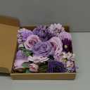 Artificial Flower Purple Combo Box Set Fake Rose Dahlia for DIY Wedding Center Bouquet Bride Baby Shower Party Tables Decoration Floral Arrangements. (Lavender & Dark Purple)