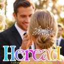 HEREAD Rhinestone Bride Wedding Hair Comb Silver Crystal Bridal Hair Pieces Pearl Hair Accessories for Women (Silver)