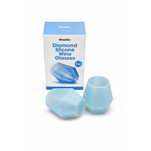 DIAMOND SILICONE WINE GLASSES 9OZ 2pcs