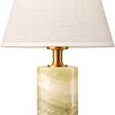 Marble Living Room Lamp, Gold Bedside Lamp with Textured Linen Fabric Shade, Modern Minimalist Nightstand Lamp for Bedroom Living Room Guest Room