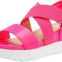 DREAM PAIRS Womens Open Toe Ankle Strap Platform Wedge Sandals (8.5, Neon/Pink)