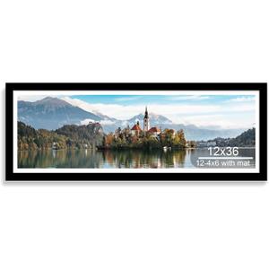 Hongkee 12x36 Picture Frame, Collage Twelve 4x6 with Mat, Wood Style,1 Pack, 12X36 in
