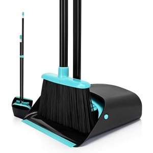 Upgrade Broom and Dustpan Combo Set, Extendable 52" Long Handle Broom for Easy Sweeping, Self-Cleaning Dust pan Teeth for Pet Hair, Perfect for Home, Kitchen, and Office