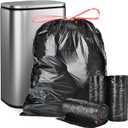 15-18 Gallon Black Trash Bags with Drawstring (102 Count) Fit 16, 17 Gal High Density Large Garbage Bags, Strong Plastic Trash Can Liners for Kitchen Lawn Commercial