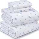 RUVANTI 100% Cotton California King Sheet Sets, 4 Pieces, Soft & Breathable Percale Weave Bedding, Deep Pocket 14", Hotel Standard, Crisp Cool Feel & Durable, Perfect Floral Sheets, Phulkari