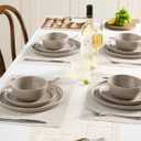 Famiware Mars Plates and Bowls Set, 12 Pieces Dinnerware Sets, Dishes Set for 4, Cinnamon Brown