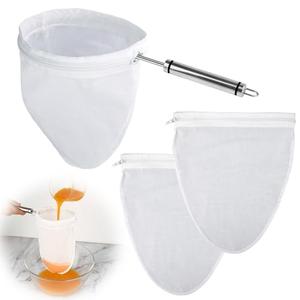 WMKGG Ultra Fine Mesh Strainer Bags,Cheese Cloth Bag for Straining, with Stainless Steel Handle Frame for Juices,Nut Milk,Fresh Cheese,Yogurt (Medium Size)(6.95"Wx11.7"D)