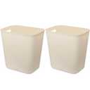 UUJOLY Plastic Small Trash Can Wastebasket, Garbage Container Basket for Bathrooms, Laundry Room, Kitchens, Offices, Kids Rooms, Dorms, 3.5 Gallon, Beige, 2 Pack (3.5 Gallon/2 Pack, Beige)