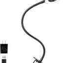 Woputne Desk Clip on Lamp for Reading Home Office, with 5V 2A Adapter, 10 Dimmable Brightness 3 Modes, Clamp Reading Light for Bed Headboard, Craft (Black)