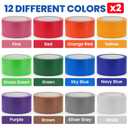 NUITPY 24 Pack Rainbow Colored Duct Tape, 12 Colors 10 Yards x 2 Inch Heavy Duty Duct Tape, Waterproof, Tear by Hand, No Residue Colorful Duct Tape for Packaging, Arts & Crafts, Marking and DIY