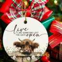 Highland Cow Ornaments, Rustic Farmhouse Highland Cow Hanging Ornaments for Christmas Tree Party Holiday Decorations, Live Like Someone Left The Gate Open Wildflower Ceramic Ornament Decor