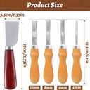 6 Pcs Leather Beveler Tools Set - 4 Size Edge Bevelers, Leather Cutting Knife, Beech Wood Edge Burnisher, Leather Crafting Tools for DIY Craft Work