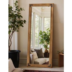 TRAHOME Full Length Mirror with Wooden Frame, 56"X22" Solid Wood Standing Floor Mirror for Farmhouse, Bathroom, Bedroom Decor, Hanging or Leaning Wall-Mounted (Brown)