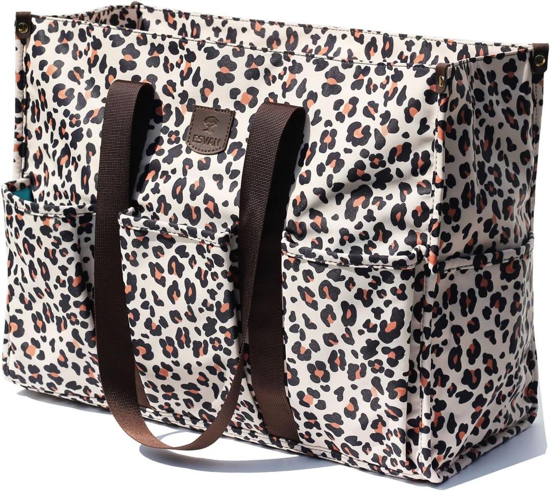 ESVAN Utility Tote Bag with Zip Top Waterproof Teacher Tote Bag for Teacher Work Women Beach