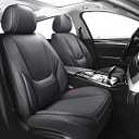 Chezope Car Seat Covers Full Set, Black Leather Seat Covers, Breathable Front and Back Car Seat Protectors, Wear-Resistant Seat Covers Universal Fit for Most Cars SUV Truck (Black-Solid, Front Seats)