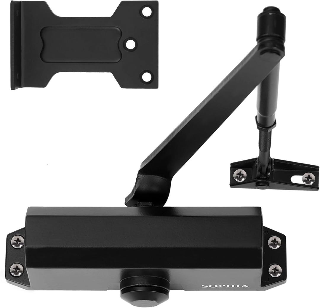 SOPHIA Automatic Door Closer Commercial, Auto Door Closer for Home Size 3 DK500, 3H Fire-Rated Hydraulic Door Closer Residential & Life Size Fitting Template, UL Listed, ANSI Grade 3, Matte Black
