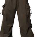 JMIERR Men's Baggy Cargo Pants Trendy Casual Parachute Pant Loose Fit Harem Joggers with Pockets for Streetwear L