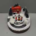 Christmas Village House Musical Christmas Collectible Buildings Camper Bonfire Train Rotation with LED Lights Vacation Village with USB Indoor Figurines Indoor Tabletop Decoration Xmas Decor (Camping)