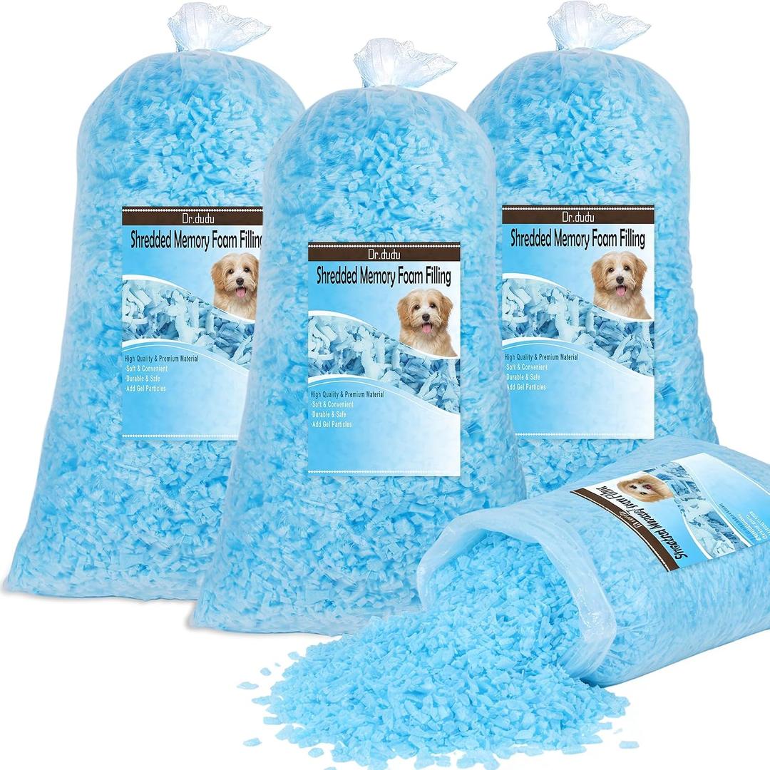 DR.DUDU 20 lbs Bean Bag Filler Foam, Shredded Gel Memory Foam Filling, Premium Soft and Comfortable Pillow Stuffing Foam for Couch Cushion Dog Bed Chair Arts Crafts Stuffed Animal