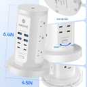 Power Strip Tower, kakyanill Surge Protector Tower 9 AC Outlets 8 USB (4 USB C), 6 Ft Retractable Extension Cord, Charging Station for Office Dorm Room, White